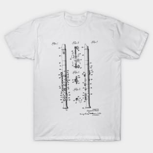 Flute Vintage Patent Hand Drawing T-Shirt